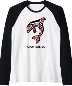 Crofton, BC Native American Orca Killer Whales Gift Raglan Baseball Tee