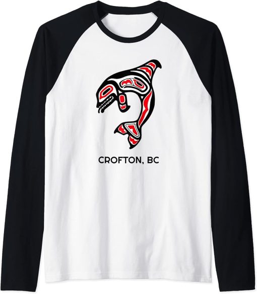 Crofton, BC Native American Orca Killer Whales Gift Raglan Baseball Tee