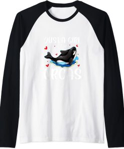 Just A Girl Who Loves Orcas Cute Killer Whales Costume Raglan Baseball Tee