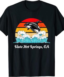 Vintage Slate Hot Springs CA Distressed Orca Killer Whale T-Shirt