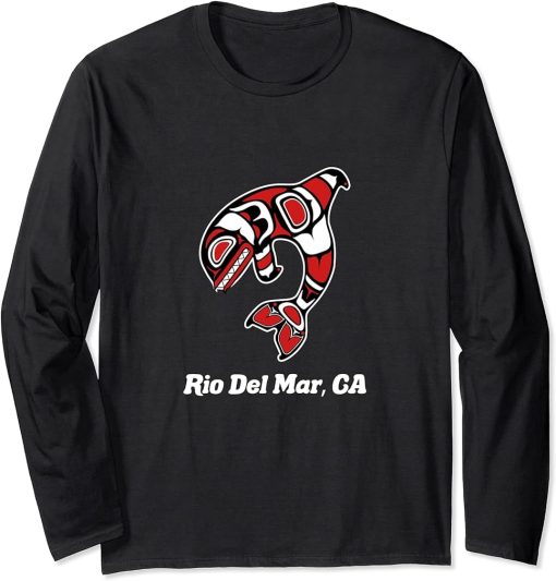 Native American Rio Del Mar CA Tribal Orca Killer Whale Long Sleeve T-Shirt