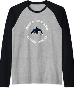 Just a Boy Who Loves Orcas Cute Orcas Lover Raglan Baseball Tee