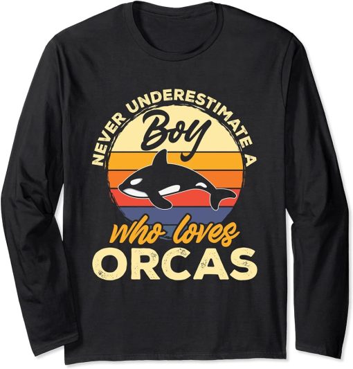 Funny Orca Lover Graphic for Boys Men Kids Whale Long Sleeve T-Shirt