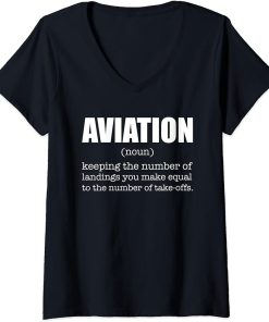 Womens Airplane Pilot Planes Fly Aerospace Lover Engineer Flying V-Neck T-Shirt