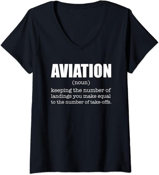 Womens Airplane Pilot Planes Fly Aerospace Lover Engineer Flying V-Neck T-Shirt